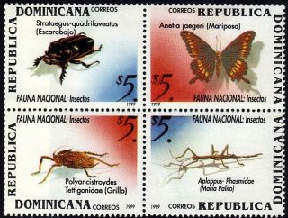 Dominican Insects Sc 1317 Block Of 4 1999 photo