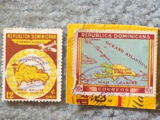 Stamp Dominican Republic 1946 – 1950 Air Mail Ap28 C62 10c Map Of Hispaniola photo