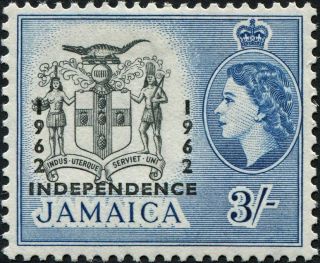 Jamaica 1964 3s Black And Blue Sg213 £2.  75 Vf Mh photo