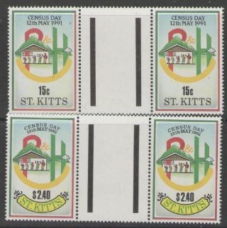 St.  Kitts Sg334/5 1991 National Census Gutter Pairs photo