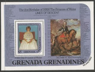Grenadines Of Grenada.  1982 21st Birthday Of Princess Of Wales $5 M/s photo