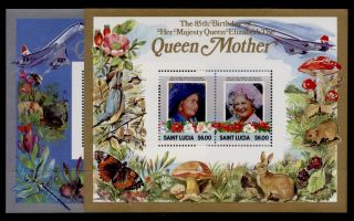 St Lucia 787 - 8 Queen Mother 85th Birthday,  Concorde,  Animals,  Insects,  Birds photo
