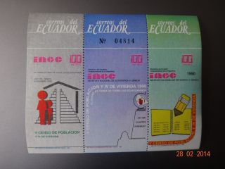 Ecuador Souvenir Sheet Ince 1990 Hojita Stamp V Censo Poblacion 300 Sucres photo
