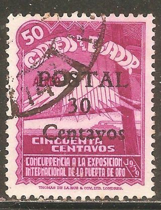 1944 Ecuador: 1939 50c Air Mail Stamp Overprinted 