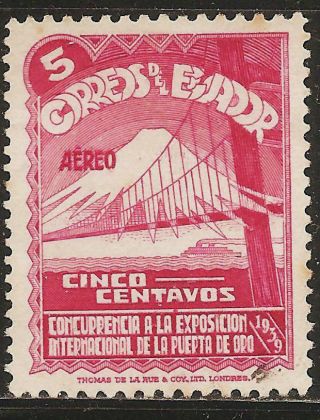 1939 Ecuador Airmail Scott C74 San Francisco International Exhibition (5c) photo