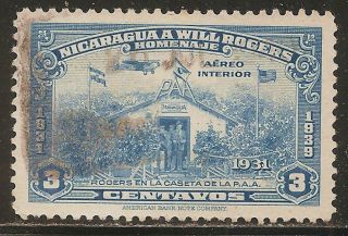 1939 Nicaragua Air Mail: Scott C238 - Will Rogers (3c - Light Blue) - photo