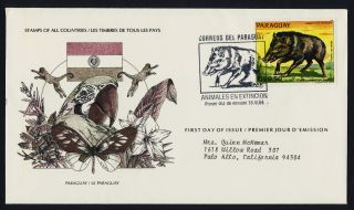 Paraguay 2119b On Fdc - Endangered Animals,  Butterfly,  Flower,  Bird,  Monkey photo