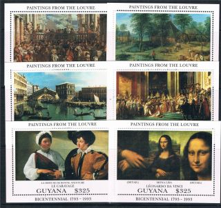 Guyana 1993 Paintings From The Louvre 6 Xms Sg3727 photo