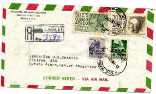 Mexico 1952 Airmail Registered Mexico Df - Bs Aires:nice Postage & Sealing Label photo