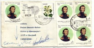 Concordia Registered To ChajarÍ 1983 Inflation Rate Postage Flowers Returned photo
