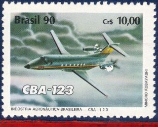 2257 Brazil 1990 Airplane Cba 123,  Plane,  Aviation,  Mi 2371, photo