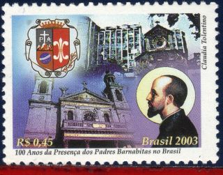 2890 Brazil 2003 Priests Barnabites,  Coat Of Arms,  Churches,  Sc 2890,  Mi 3317 photo