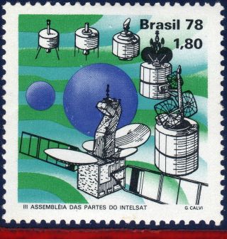 1576 Brazil 1978 - Intelsat Satelite,  Space & Exploration,  Mi 1670, photo