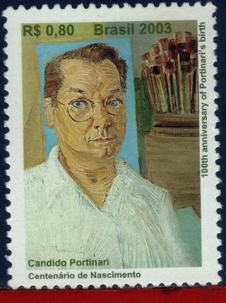 2892 Brazil 2003 Candido Portinari,  200th.  Anniv. ,  Painting,  Self Portrait,  Art photo