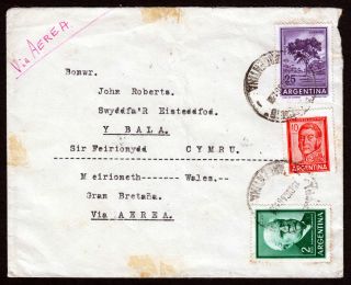 1966 Argentina 37 Pesos Airmail Rate To Wales,  Great Britain photo