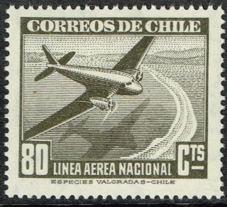 Chile 1946 Air Mail Stamp 388 Wmk 1 Aircraft photo