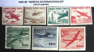 Chile: 1955 - 56.  Aereos Internacionale Lan,  Con Filigrana.  Uvf photo