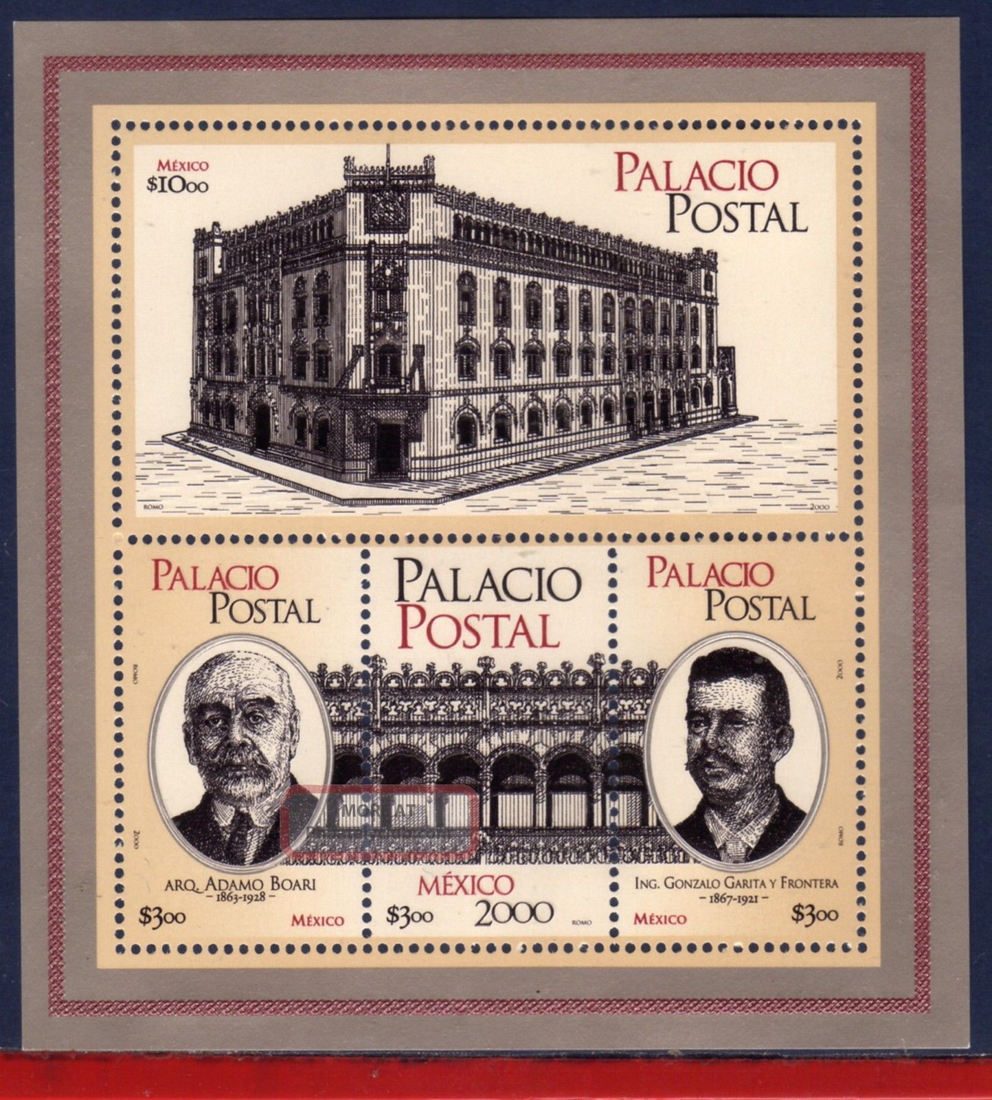 2219 - Mexico 2000 - Postal Palace,  Post,  Mi B57,  S/s Latin America photo