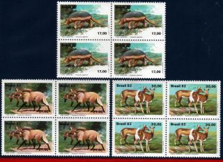 1801 - 03q Brazil 1982 Brazilian Fauna,  Armadillo,  Wolves And Deer,  Block photo