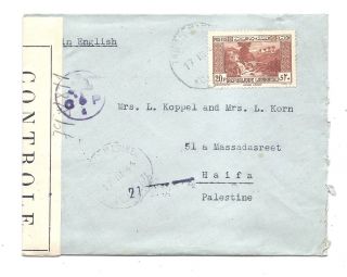 Lebanon 1944 Cover+letter English Censor To Haifa Palestine photo