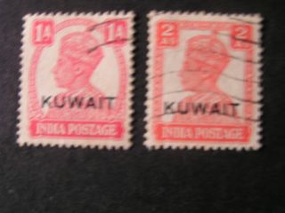 Kuwait,  Scott 62+64 (2),  1945 Kgv1 Of India Overprinted 