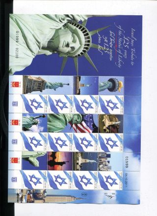 My Stamp Generic Sheet Israel Pays Tribute,  125 Years Of The State Of Liberty photo