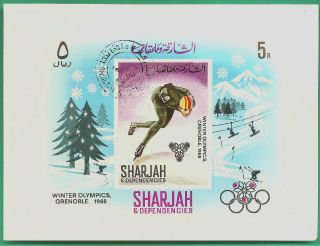 Sharjah: Michel 31 - 1968 Olympics (5 R - Souvenir Sheet Imperf) - (cto) photo