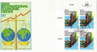 United Nations 1980 International Economic Order Blk4 First Day Cover Vienna Shs photo