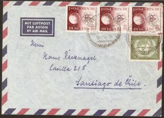 1318 Germany To Chile Air Mail Cover 1955 Special Cancel Kisslegg photo