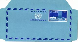 United Nations 1975 18c Airletter Un Buildings / York photo