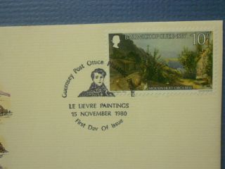 Guernsey 1980 First Day Cover Moulin Huet Christmas Art Stamp Trees,  Mountains photo