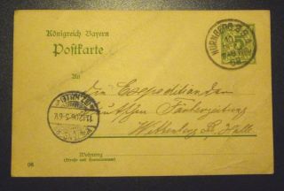 1906 Germany 5 Pfennig Postcard Postmarked 11 Dec 1906 Nurnberg photo