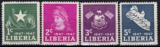 Liberia,  1947,  Sc 305 - 308,  100 Years Anniversary,  Full Sey,  Mlh photo