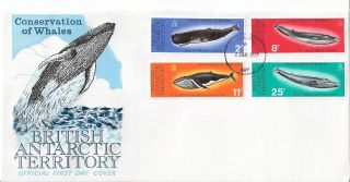British Antarctic Territory 1977 Whale Conservation Fdc (sc 64 - 67) photo