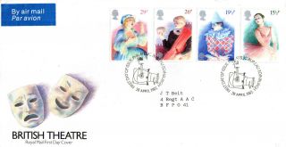 28 April 1982 British Theatre Royal Mail First Day Cover Bureau Shs Air Sticker photo