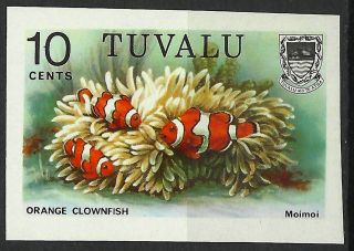Tuvalu Marine Life Orange Clownfish Amphiprion Imperf Trial Color Proof 1985 photo