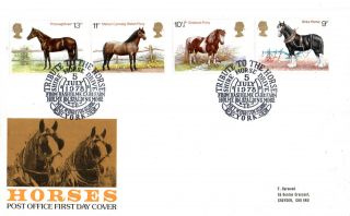 5 July 1978 Shire Horses Post Office First Day Cover Market Weighton School Shs photo