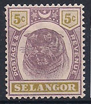 Selangor - 1895 Wild Animal Mlh - Vf 16 photo