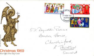 26 November 1969 Christmas Post Office First Day Cover Taunton Somerset Fdi photo