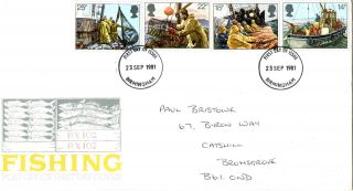 23 September 1981 Fishing Post Office First Day Cover Birmingham Fdi photo