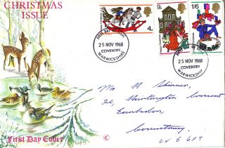 25 November 1968 Christmas Connoisseur First Day Cover Coventry Fdi photo