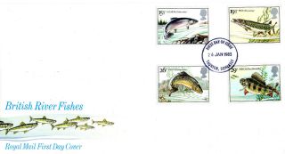 26 January 1983 British River Fishes Royal Mail First Day Cover Taunton Fdi photo