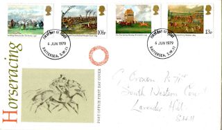 6 June 1979 Horseracing Post Office First Day Cover Battersea Sw11 Fdi photo