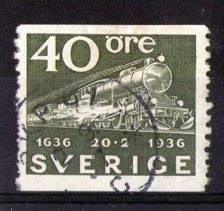 Sweden 1936 Steam Locomotive Commemorative Stamp Sg 195 Vfu photo