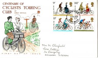 2 August 1978 Cycling Centenary Stuart First Day Cover South Devon Fdi photo