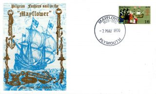 2 May 1970 Mayflower Thames Commemorative Cover Plymouth Shs photo