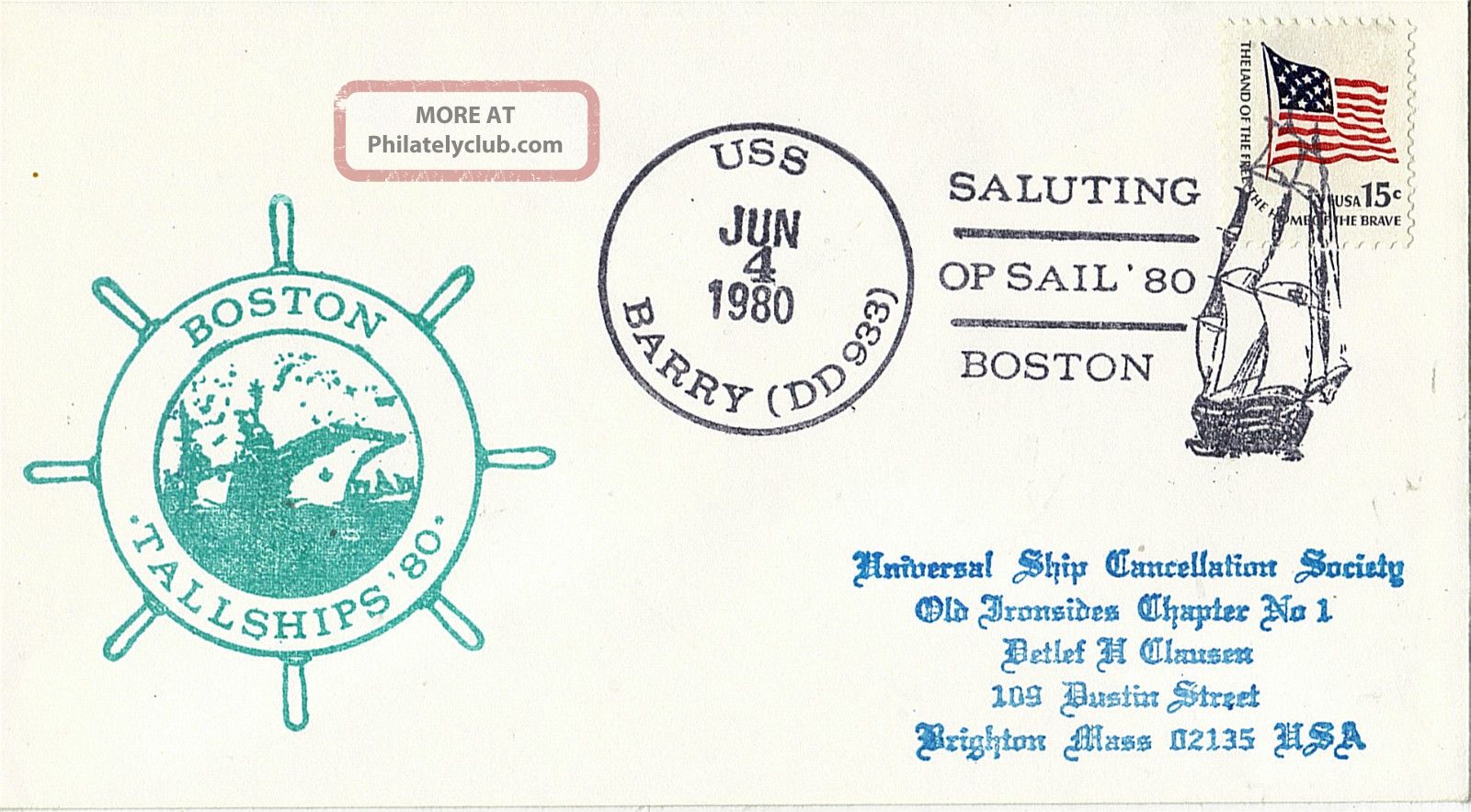 4 June 1980 Uss Barry Dd 933 Us Destroyer Cached Cover Boston Tallships ' 80 United States photo
