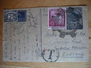 1957 Pakistan Postal Stationery (1a Postcard) + 2d Postage Due,  Pmk Unusual photo