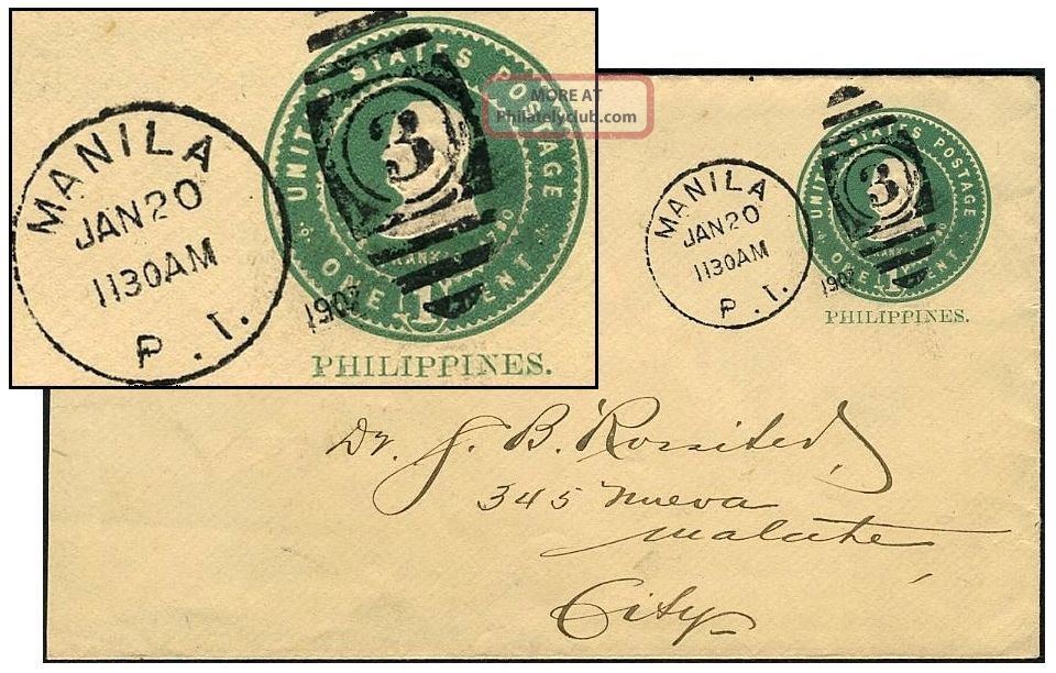 Philippines 1¢ Pse Jan 1907 Manila Sc U17/upss - 25 United States photo