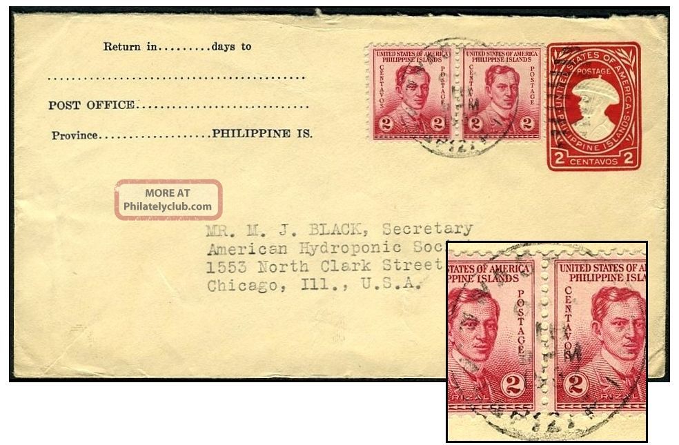 Philippines 2¢ Pse + 4¢ 1937 To Chicago U41/upss - 105a United States photo